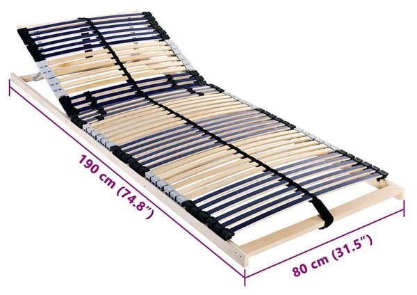 VidaXL Lécalap Barna 80 x 190 cm Tömör bükkfa