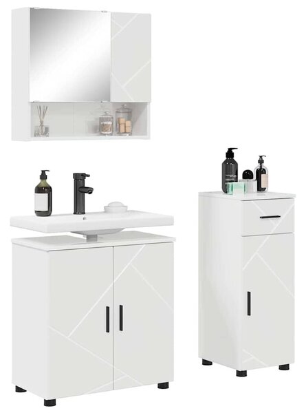 VidaXL Fürdőszoba bútor szett 3 db Magas Fényű Fehér 61 x 35 x 64 cm