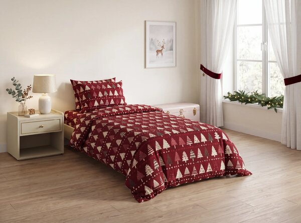 Pamut ágynemű BURGUNDY FÁK bordó színű Ágyneműhuzat mérete: 70 x 90 cm | 140 x 200 cm