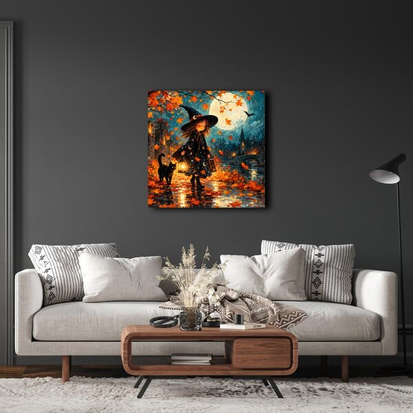 Kép fekete macska telihold alatt