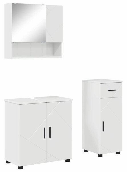 VidaXL Fürdőszoba bútor szett 3 db Magas Fényű Fehér 61 x 35 x 64 cm