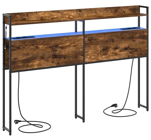 VidaXL Fejtámla LED -es lámpákkal Füstölt tölgy 150 cm Faanyag