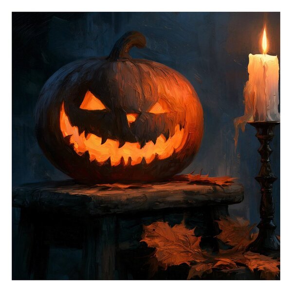 Kép halloweeni tök félhomályban