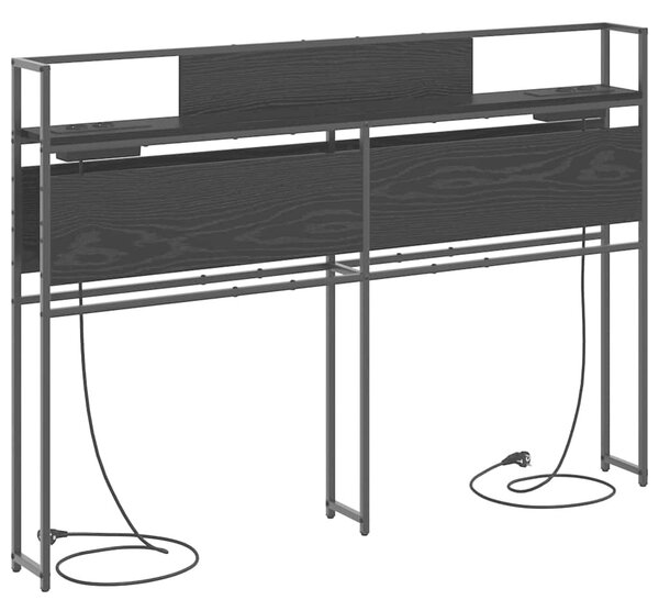 VidaXL Tároló fejtámla polcokkal tárolóval Musta tammi 140 cm Faanyag