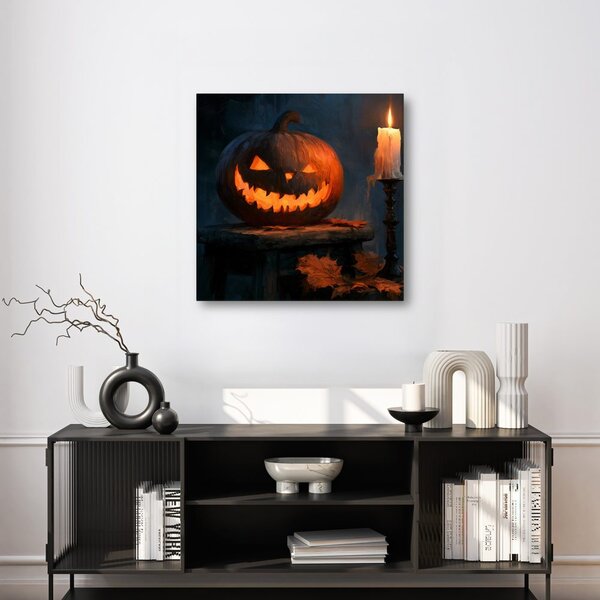 Kép halloweeni tök félhomályban