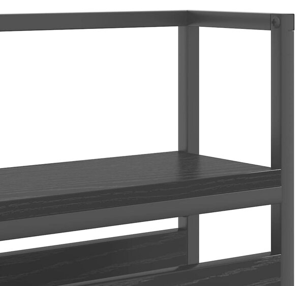 VidaXL Tároló fejtámla polcokkal tárolóval Musta tammi 140 cm Faanyag