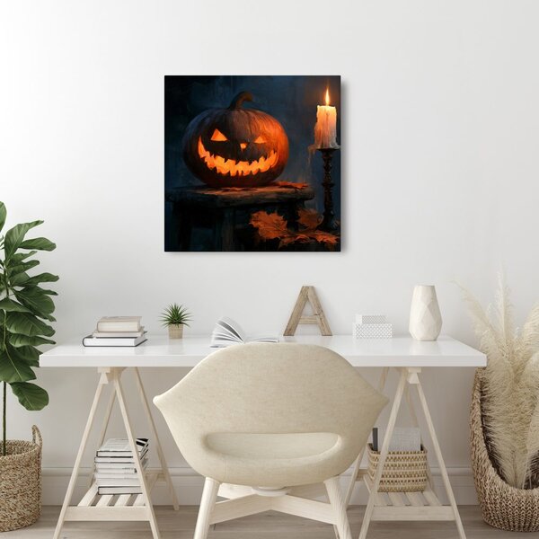 Kép halloweeni tök félhomályban