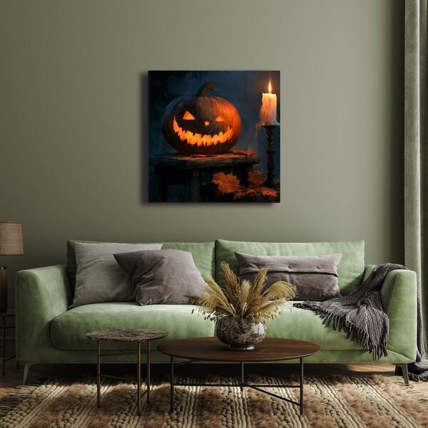 Kép halloweeni tök félhomályban