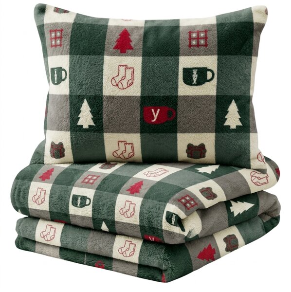 Mikroplüss ágyneműhuzat CHRISTMAS SOCKS zöld Ágyneműhuzat mérete: 70 x 90 cm | 140 x 220 cm