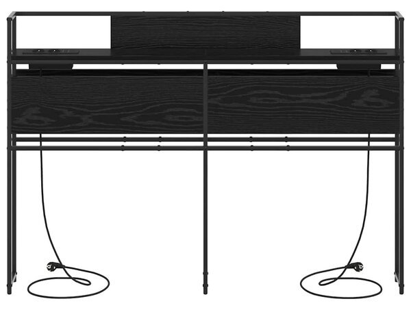 VidaXL Tároló fejtámla polcokkal tárolóval Musta tammi 140 cm Faanyag