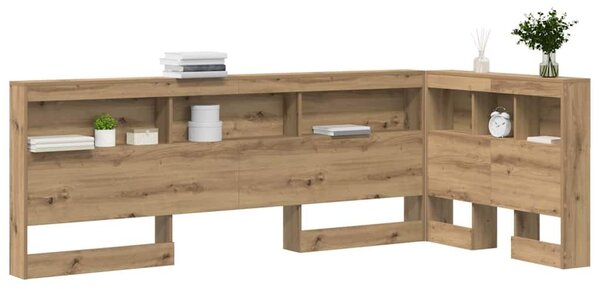 VidaXL Tároló fejtámla polcokkal kézműves tölgy 90 cm Faanyag