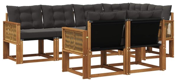 VidaXL Kültéri kanapé szett párnával 7 pcs Természetes és Fekete