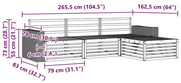 VidaXL Kültéri kanapé szett 5 pcs Tömör Akácfa