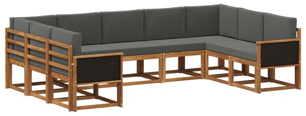 VidaXL Kültéri kanapé szett 9 pcs Természetes és antracit Tömör Akácfa