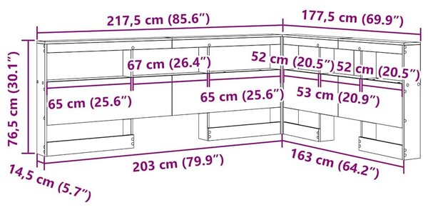 VidaXL Tároló fejtámla polcokkal tárolóval Musta tammi 160 cm Faanyag