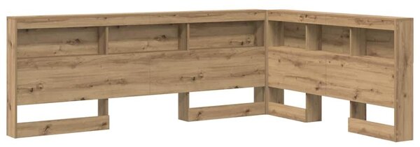 VidaXL Tároló fejtámla polcokkal kézműves tölgy 135 cm Faanyag