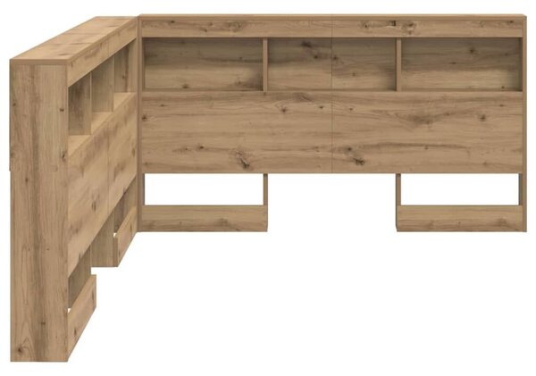 VidaXL Tároló fejtámla polcokkal kézműves tölgy 135 cm Faanyag