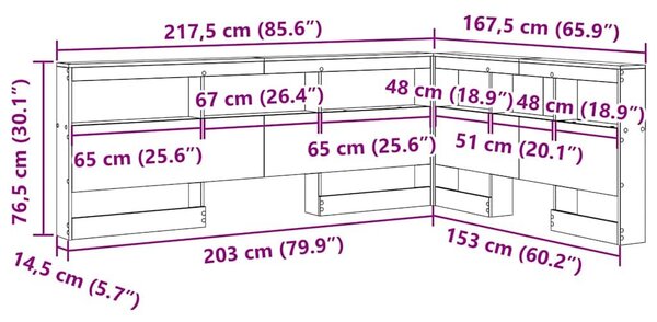 VidaXL Tároló fejtámla polcokkal fejtámlával Fehér 150 cm Faanyag