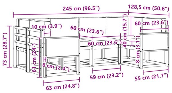 VidaXL Kültéri kanapé szett párnával 6 pcs Természetes és krémszínű