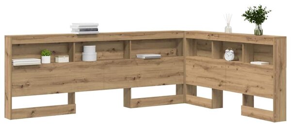 VidaXL Tároló fejtámla polcokkal kézműves tölgy 135 cm Faanyag