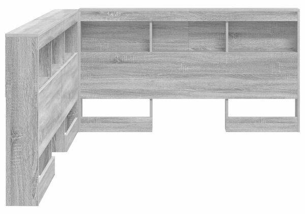 VidaXL Tároló fejtámla polcokkal Szürke sonoma 135 cm Faanyag