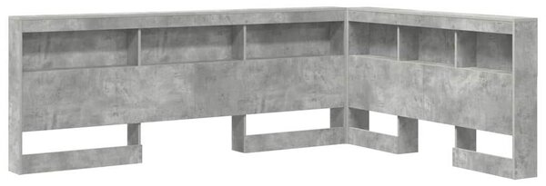 VidaXL Tároló fejtámla polcokkal tárolóval Beton szürke 135 cm Faanyag
