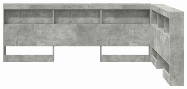 VidaXL Tároló fejtámla polcokkal tárolóval Beton szürke 135 cm Faanyag