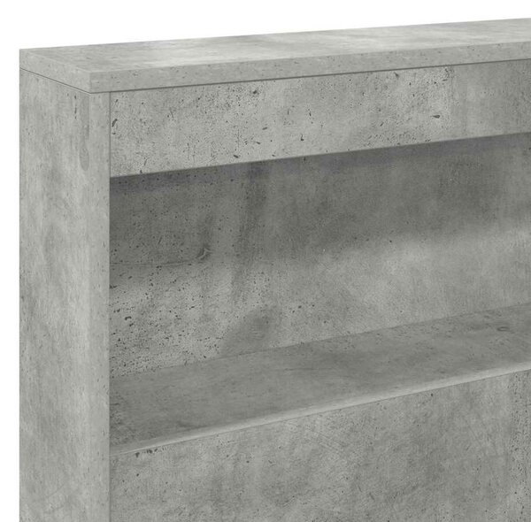 VidaXL Tároló fejtámla polcokkal tárolóval Beton szürke 135 cm Faanyag