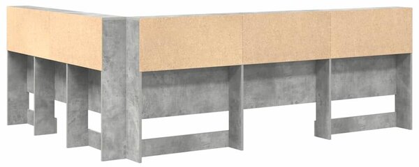 VidaXL Tároló fejtámla polcokkal tárolóval Beton szürke 135 cm Faanyag