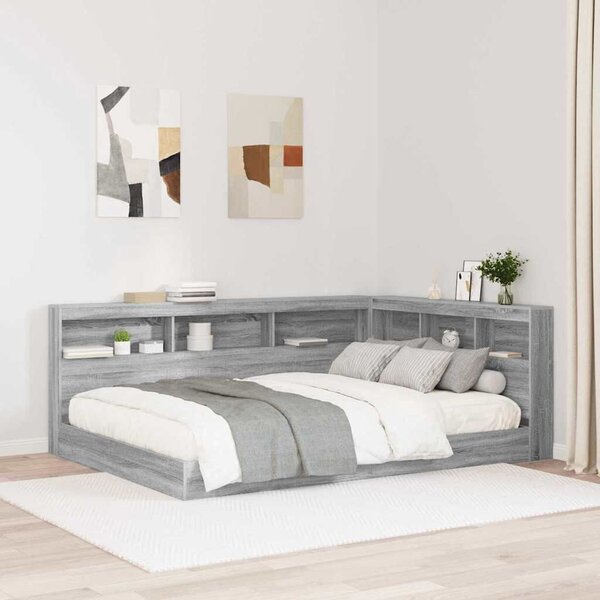 VidaXL Tároló fejtámla polcokkal Szürke sonoma 135 cm Faanyag