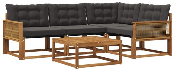 VidaXL Kültéri kanapé szett párnával 5 pcs Természetes és Fekete