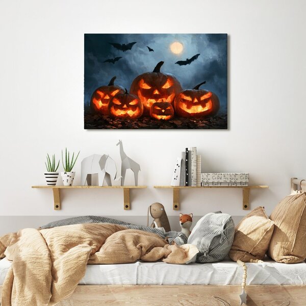 Kép halloweeni tökök denevérek alatt