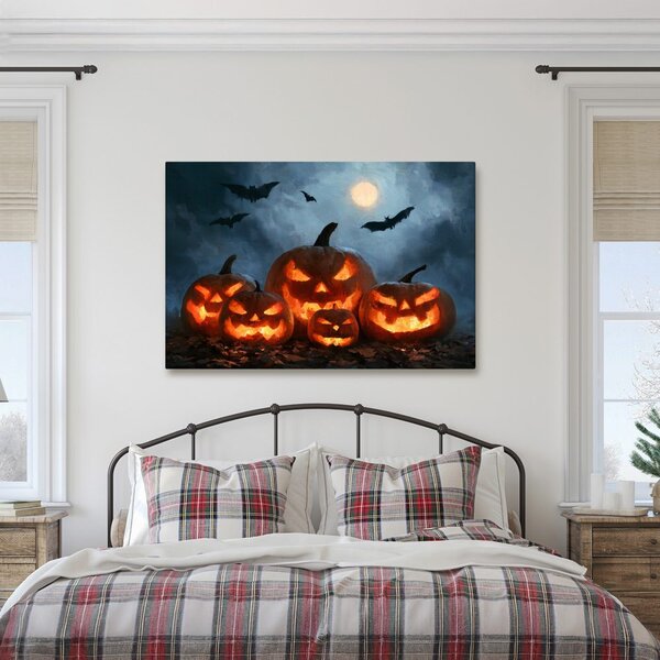 Kép halloweeni tökök denevérek alatt