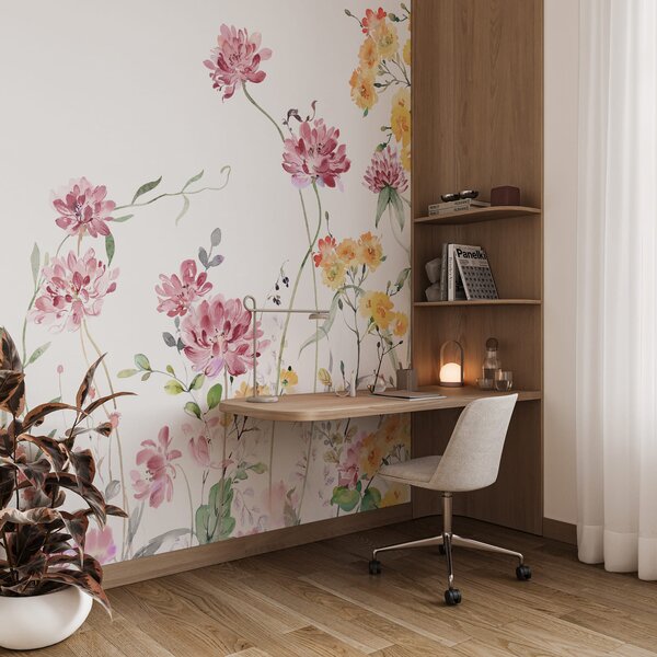 Fotótapéta Virágok és levelek festése, Designer fali fotótapéta, Népszerű fotótapéta, w03957 - Tapeko.hu