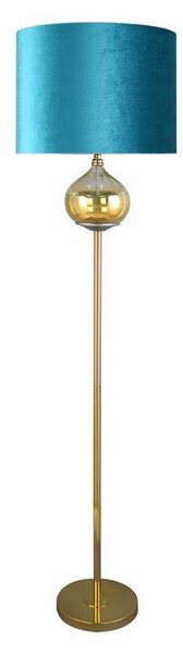 Lotos9 állólámpa bársony búrával Türkiz/arany 43x157 cm