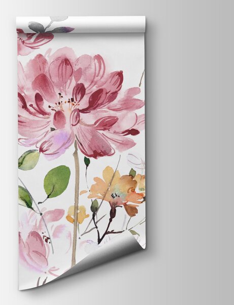Fotótapéta Virágok és levelek festése, Designer fali fotótapéta, Népszerű fotótapéta, w03957 - Tapeko.hu