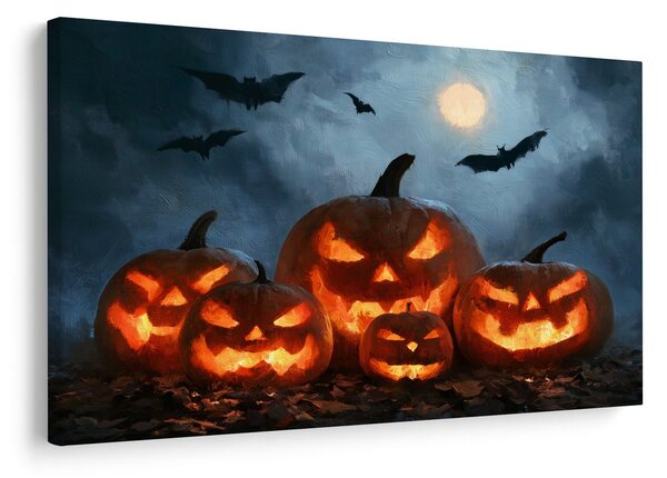 Kép halloweeni tökök denevérek alatt