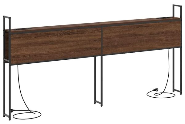 VidaXL Tárolós Fejtámla Töltő Állomással barna tölgy 180 cm Faanyag