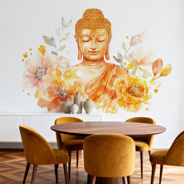 Fotótapéta Virágokkal díszített Buddha-festmény, Absztrakt fotótapéta, Népszerű fotótapéta, w04005 - Tapeko.hu
