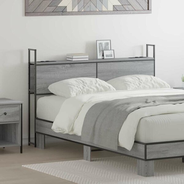 VidaXL Tárolós Fejtámla Töltő Állomással Szürke sonoma 150 cm Faanyag