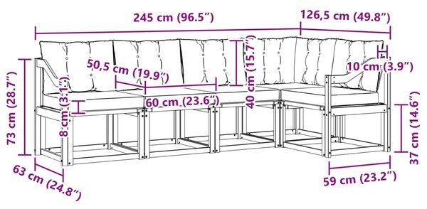 VidaXL Kültéri kanapé szett párnával 5 pcs Fehér és Krém színű