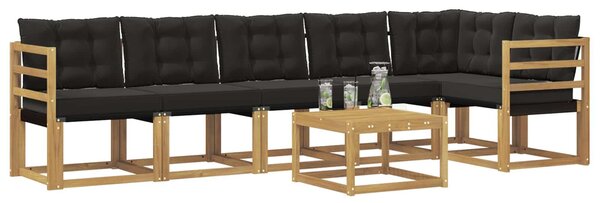 VidaXL Kültéri kanapé szett párnával 7 pcs Fehér és Fekete