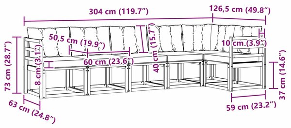 VidaXL Kültéri kanapé szett párnával 6 pcs Fehér és Bézs