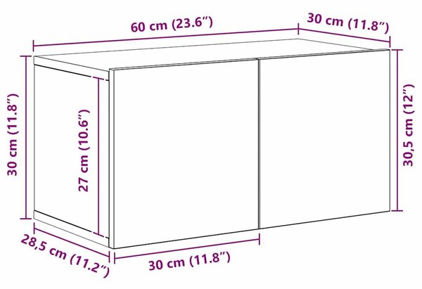 VidaXL TV szekrény garnitúra Falra szerelhető 10 pcs Musta tammi