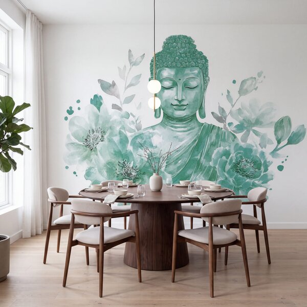 Fotótapéta Virágokkal díszített Buddha-festmény, Virágos fotótapéta, Népszerű fotótapéta, w04005v3 - Tapeko.hu