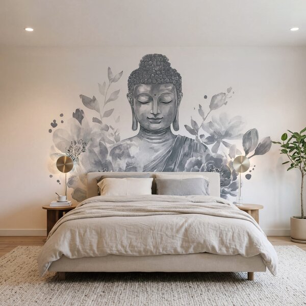 Fotótapéta Virágokkal körülvett Buddha-szobor, Absztrakt fotótapéta, Népszerű fotótapéta, w04005v1 - Tapeko.hu
