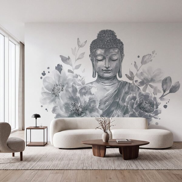 Fotótapéta Virágokkal körülvett Buddha-szobor, Absztrakt fotótapéta, Népszerű fotótapéta, w04005v1 - Tapeko.hu