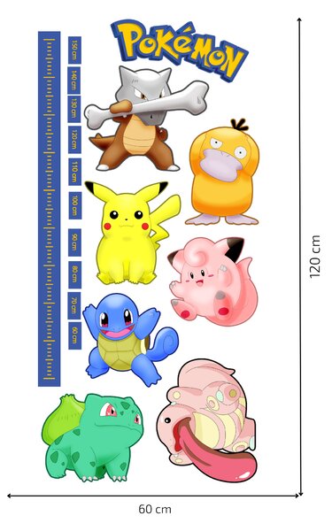 PIPPER. Textil falmatrica "Gyermek mérő - Pokémon"