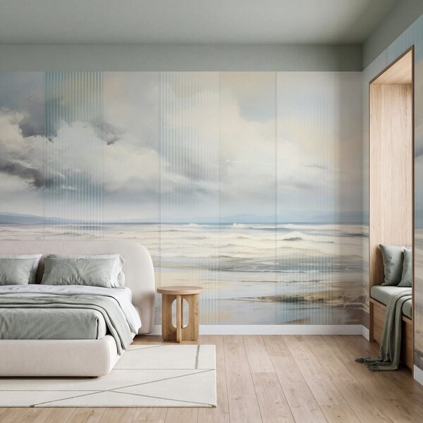 Fotótapéta Hullámokkal és felhőkkel tarkított strand, Természet fotótapéta, Népszerű fotótapéta, w04203 - Tapeko.hu