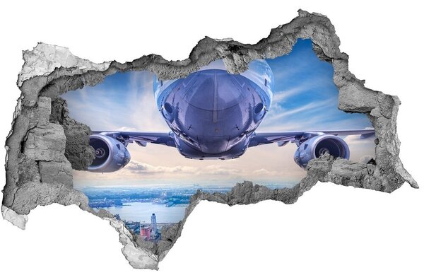 3d fali matrica lyuk a falban Plane a város felett